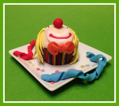 Muffin payaso con fondant