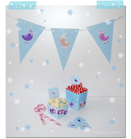 Kit de fiesta: pajaritos en Navidad