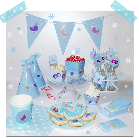 Kit de fiesta: pajaritos en Navidad