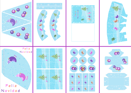 Kit de fiesta: pajaritos en Navidad