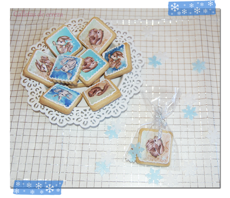 Galletas decoradas con papel de azúcar: conejitos de invierno