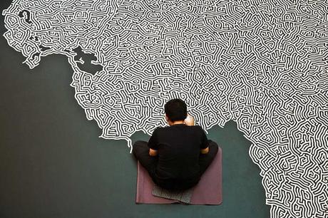 Laberinto de sal hecho por el artista japonés Motoi Yamamoto