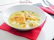 Crema calabacín judías verdes pescado blanco