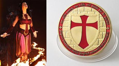 The glowing red cross on Perry's dress is very similar to the red cross of the Knights Templar. 