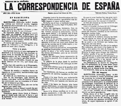 31 DE ENERO DE 1911, UN DEVASTADOR TEMPORAL EN LA COSTA CATALANA...1-02-2014...!!!