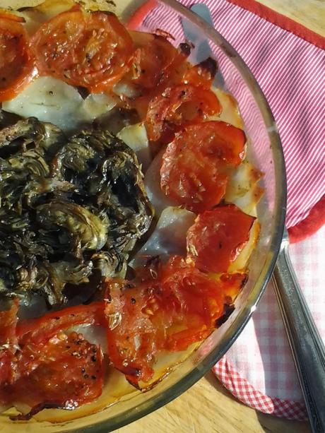 MILHOJAS DE PATATA Y VERDURA AL HORNO