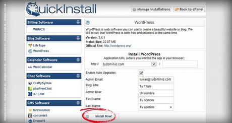 Hosting WordPress: Cómo instalar WordPress en hosting Hostgator paso a paso - install button
