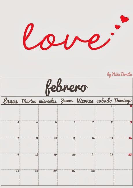 Calendarios imprimibles para Febrero 2014 Calendarios imprimibles para Febrero 2014