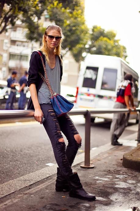 STREET STYLE INSPIRATION; RIPPED JEANS.-