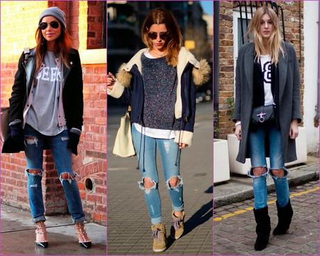 STREET STYLE INSPIRATION; RIPPED JEANS.-