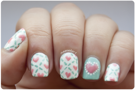 NOTD: Uñas de San Valentín con corazones y rombos.