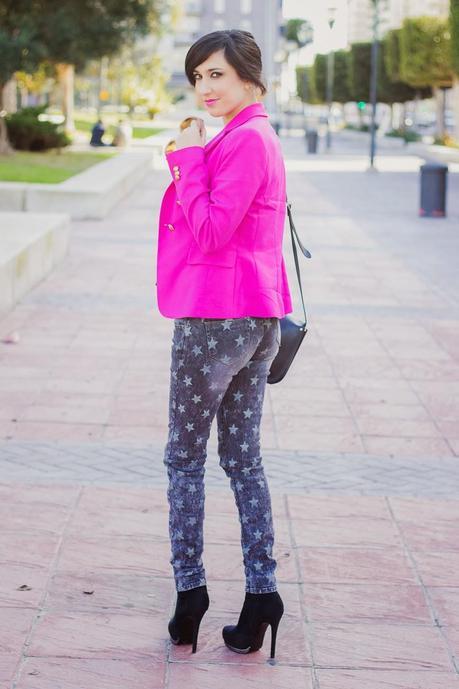 Pink Addict And Star Print Jeans