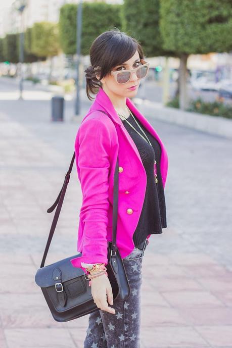 Pink Addict And Star Print Jeans