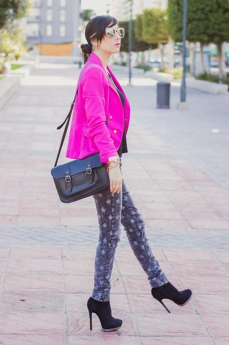 Pink Addict And Star Print Jeans