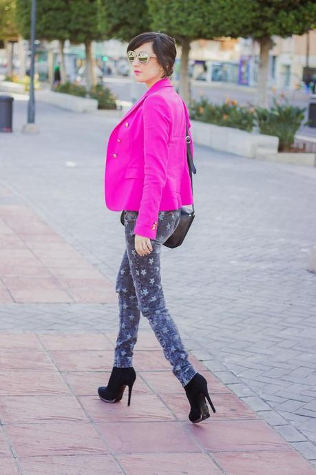 Pink Addict And Star Print Jeans