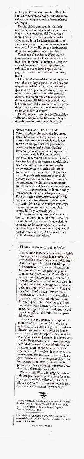 HEMEROTECA: los diarios de Wittgenstein (1998)