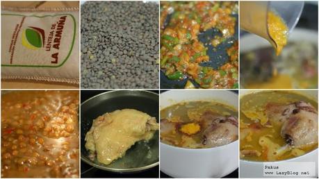 Receta de lentejas al curry con confit de pato