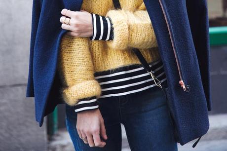Yellow & Stripes Yellow_Sweater-Striped_Top-Jeans-Flippa_K-Coat-Girissima-Street_Style-Loafers-Outfit-23