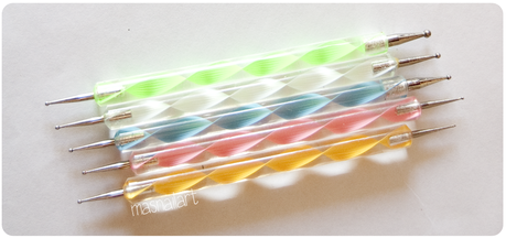 Mis herramientas de nail art: Dotting tools o herramientas para hacer puntos.