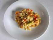 Arroz verduras, gambas, anacardos especias