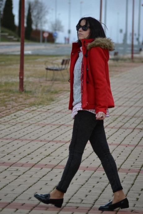 RED, GREY AND POLKA DOTS