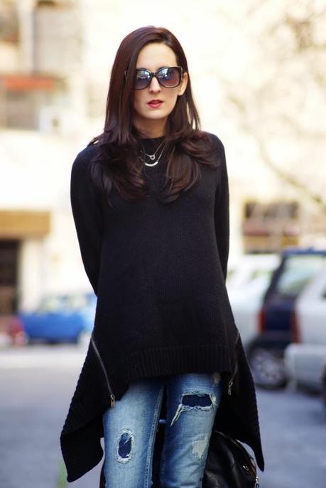 BLACK JUMPERJumper: FrontRowShop , Jeans: Pull&Bear, ...