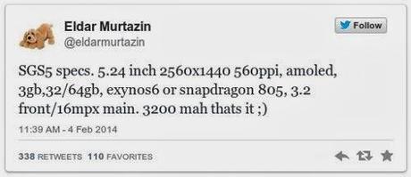 Especificaciones del Samsung Galaxy S5