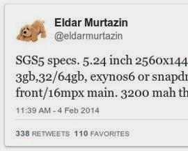 Eldar Murtazin confirma especificaciones del Samsung Galaxy S5