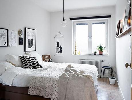 Inspiración y calidez de un dormitorio blanco y negro
