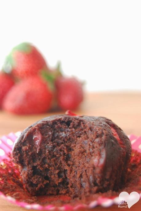 Muffins de Chocolate y Fresas para San Valentín