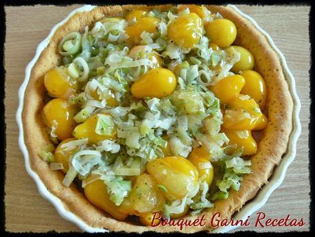 Tarta de tomates cherry amarillos