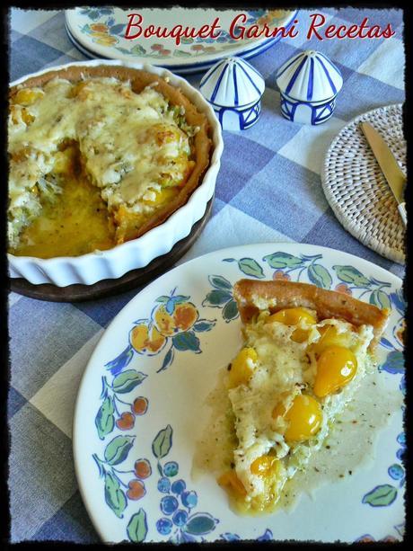 Tarta de tomates cherry amarillos