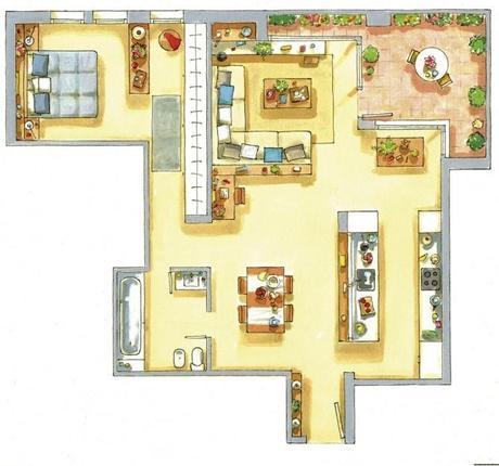 Pocos metros, gran espacio. plano_en_color_del_piso_1280x1199