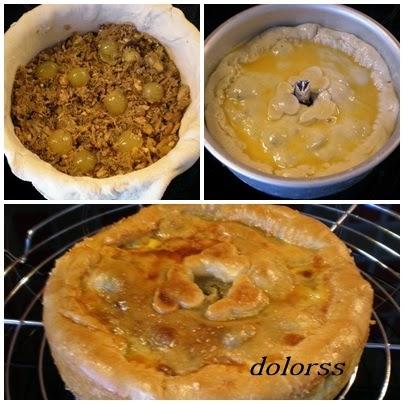 Pastel de carne con manzanas y uvas al Oporto