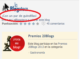 Participamos en los Premios 20Blogs