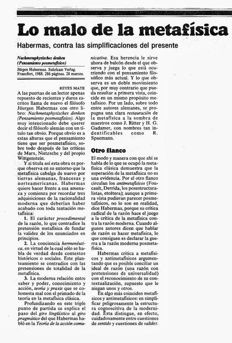 HEMEROTECA: dos reseñas de un libro de Habermas (1989-1990)