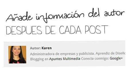 CÓMO AÑADIR INFORMACIÓN DE AUTOR DESPUÉS DE CADA POST autor