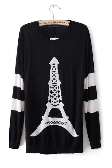 La Tour Eiffel Eiffel Tower Pattern Long Sweater