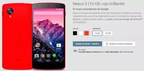Disponible el Google Play el Nexus 5 en rojo brillante