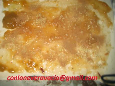 COCA DE HOJALDRE DE MANZANA Y MERMELADA DE ALBARICOQUE