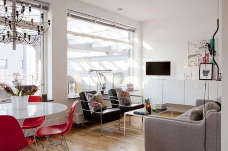 Ático moderno con amplia terraza muebles de diseño estilo nórdico escandinavo diseño de exteriores terrazas decoración interiores pequeños decoración diseño áticos decoración de salones nórdicos cocinas blancas modernas blog decoración de interiores Ático moderno con amplia terraza