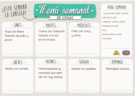 Menú Semanal y propuesta familiar