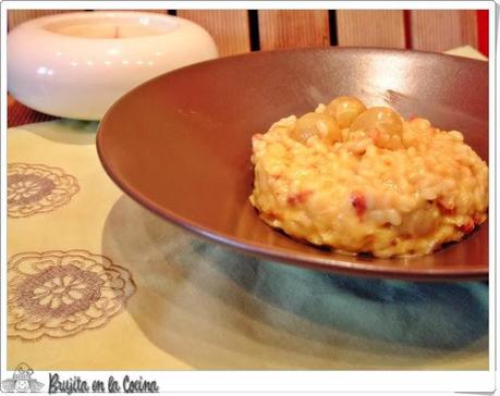 Risotto de uvas con queso