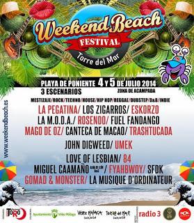 Weekend Beach Festival 2014: Love of Lesbian, La Pegatina, Fuel Fandango, Rosendo, Mägo de Oz, Fyahbwoy...