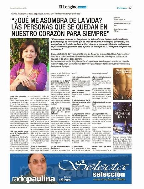 Mi entrevista en Chile. Periódico EL LONGINO de Iquique