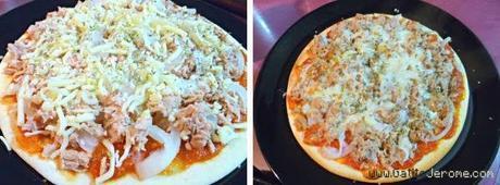 Pizza de atún Pizza de atún, cebolla y mozzarella