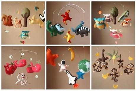 Miércoles de inspiración ♥ Móviles de fieltro para bebés