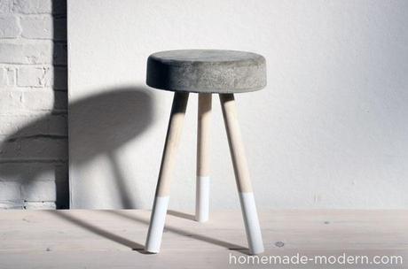 Tutorial taburete DIY de cemento con patas de madera