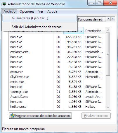 Administrador de tareas Windows 7