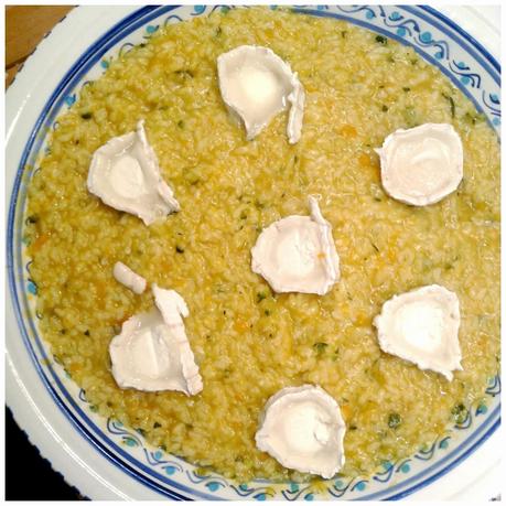 receta: risotto de calabaza y calabacín con queso de cabra - recipe: zucchini and pumpkin risotto with goat cheese